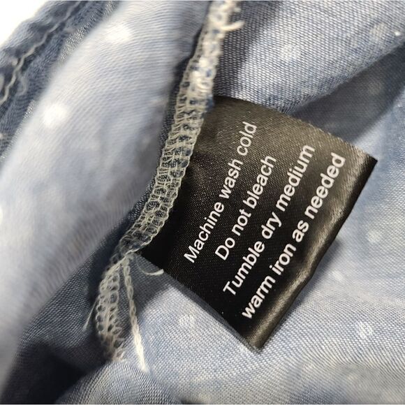 Confess Blue and White Polka Dot Button Up Shirt - Picture 10 of 15